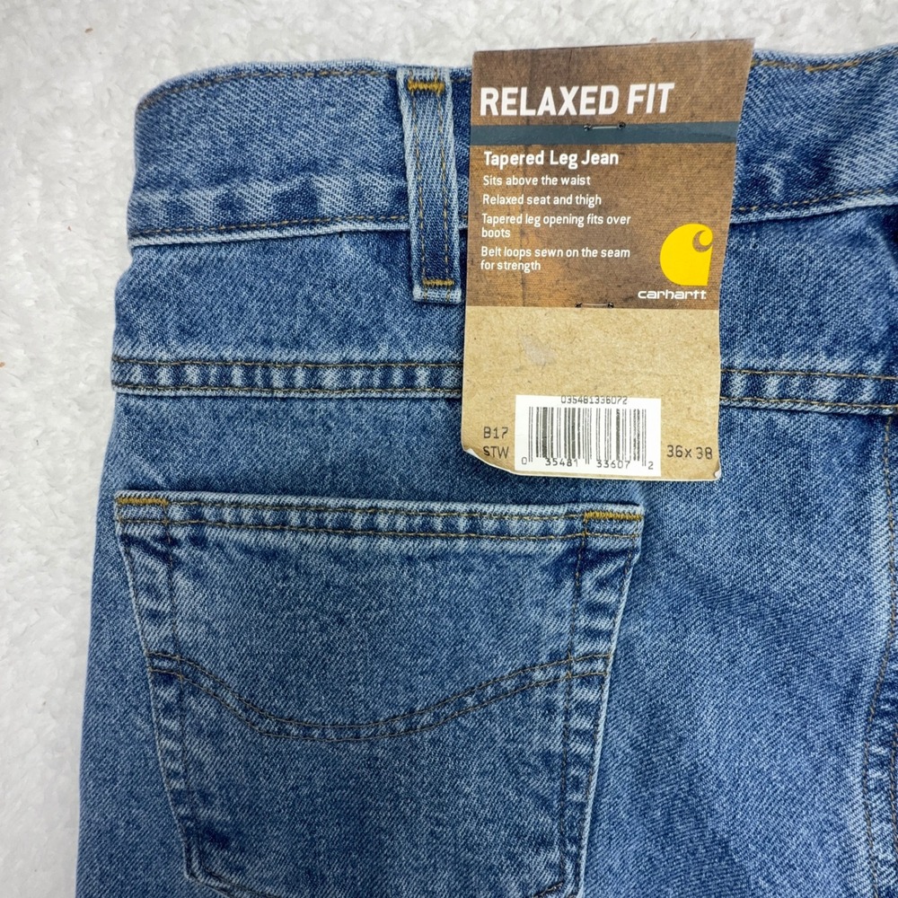 Carhartt Relaxed Fit Tapered Leg Jeans Blue Mens 36x38 B17 DST Darkstone NWT NOS